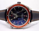 Replica Omega Seamaster Planet Ocean Watch - Orange Bezel Black Leather Strap